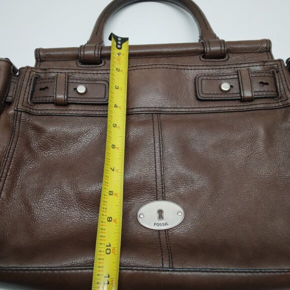 Fossil Maddox Brown Leather Bar Satchel Handbag - Picture 14 of 16